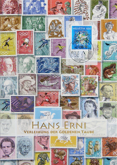 offizielle Gross-Maximumkarte «Hans Erni — Verleihung der ‚Goldenen Taube‘ durch den Schweizer Briefmarken-Händler-Verband (SBHV»)